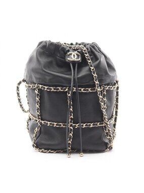 Chanel Shoulder Bag As2313 Black Lambskin Bucket Drawstring Chain